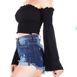 NWOT flare sleeve crop top